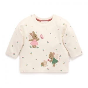Purebaby有機棉女童刺繡上衣-仙子刺繡