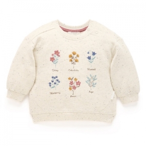 Purebaby有機棉女童刺繡上衣-白色